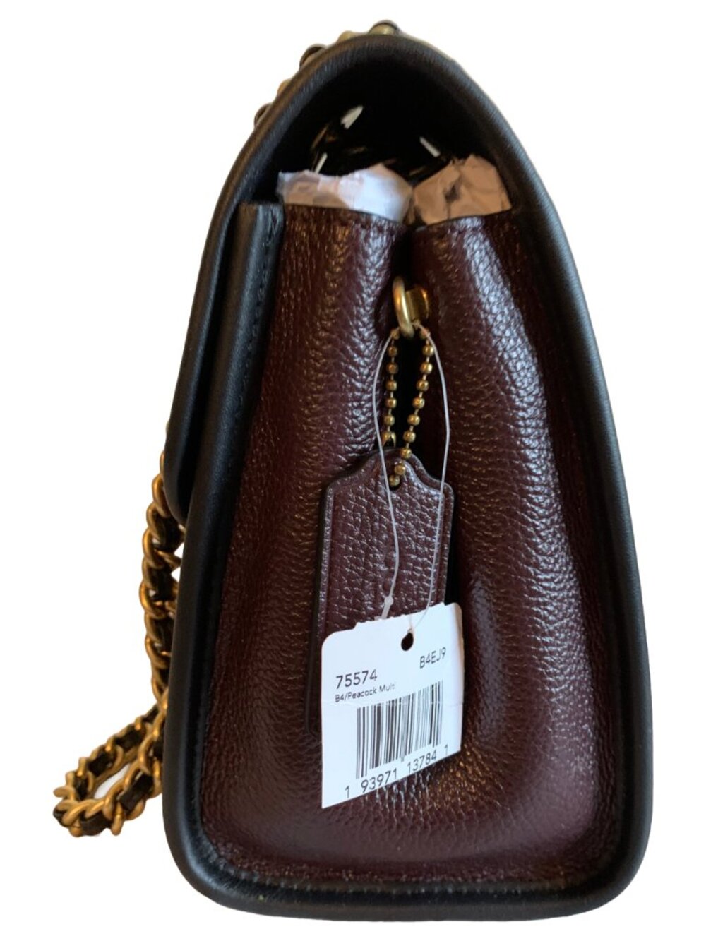 NWT COACH Peacock Colorblock Multi Parker Leather Shoulder Bag w. Chain Strap - Picture 12 of 13